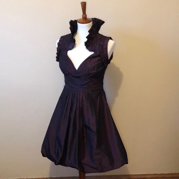 BCBG Dresses & Skirts - Purple silk dress w/ flattering neckline & collar